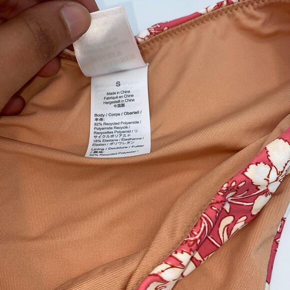 New J. Crew Coral Pink Floral Cheeky Bikini Swim Bathing Suit Bottom Size Small - Picture 6 of 8